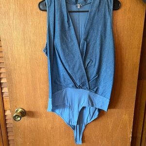 Blue Sleeveless Bodysuit